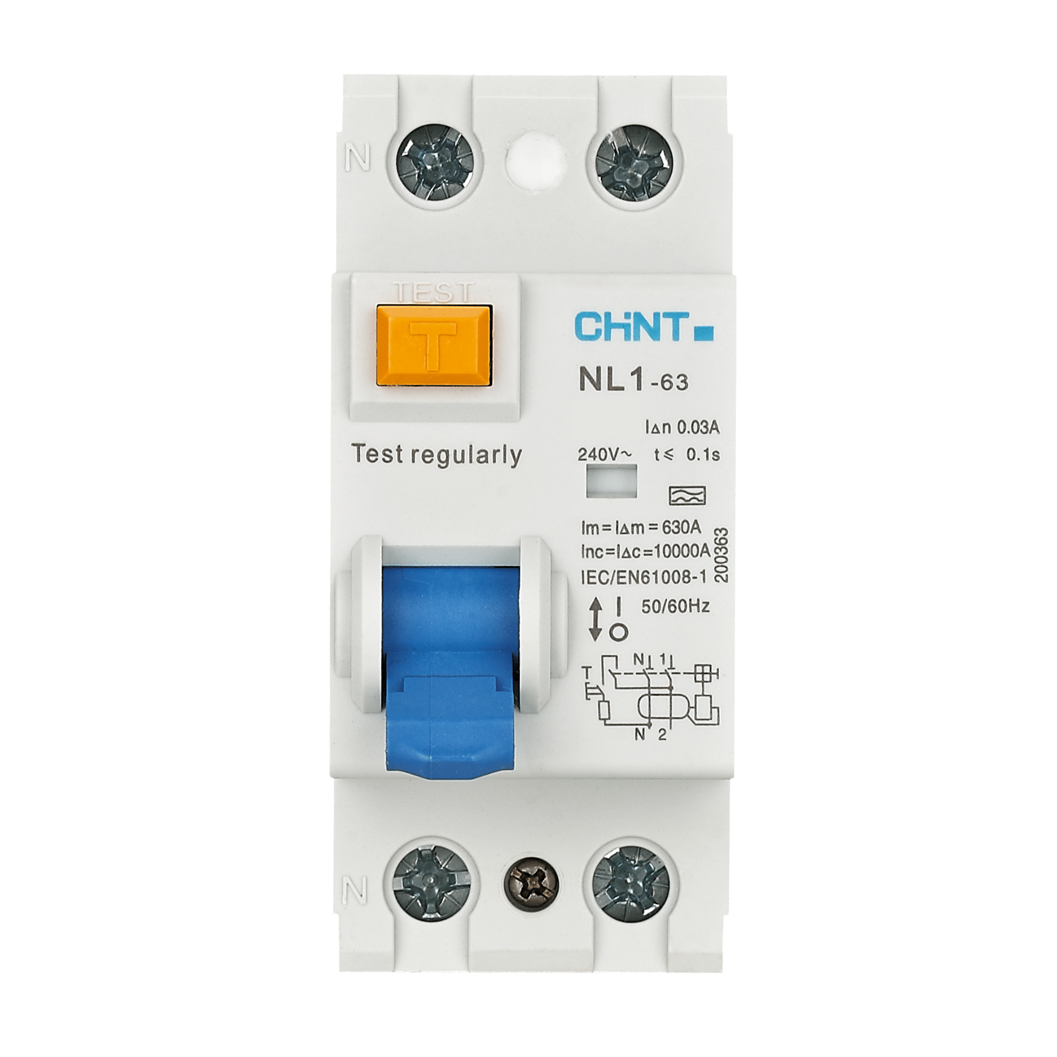 เบรคเกอร์กันดูด 63 แอมป์ 2 โพล 30MA 10KA CHINT RCCB NL1-63 2P TYPE A (FOR EV)_2